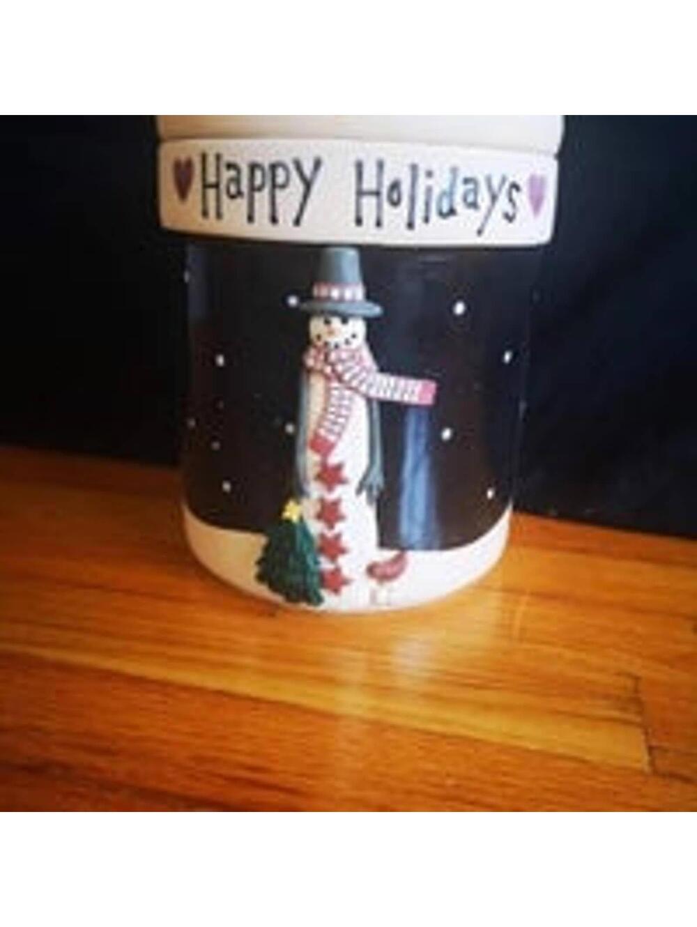 Christmas Snowman Happy Holidays Cookie Jar